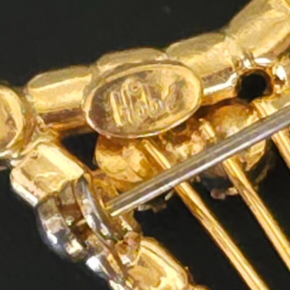 Vintage Hobé Signed Rhinestone Harp Brooch Pin - Picture 8 of 8
